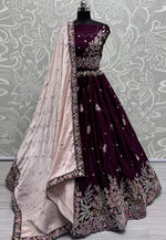 Load image into Gallery viewer, Wine Silk Wedding Lehenga Choli
