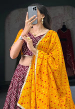 Load image into Gallery viewer, Wine Tussar Silk Readymade Circular Lehenga Choli
