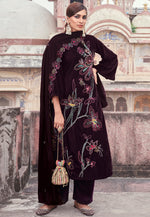 Load image into Gallery viewer, Wine Velvet Pakistani Suit
