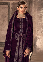 Load image into Gallery viewer, Wine Velvet Pakistani Suit
