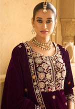 Load image into Gallery viewer, Wine Velvet Palazzo Suit
