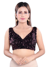 Load image into Gallery viewer, Wine Velvet Readymade Blouse
