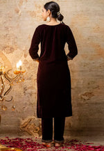 Load image into Gallery viewer, Wine Velvet Readymade Pant Style Suit
