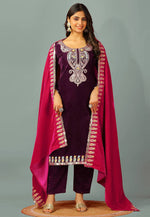 Load image into Gallery viewer, Wine Velvet Readymade Pant Style Suit

