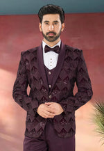Load image into Gallery viewer, Wine Velvet Tuxedos Suit

