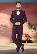 Load image into Gallery viewer, Wine Velvet Tuxedos Suit
