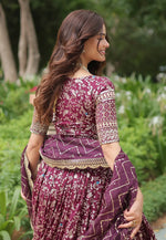 Load image into Gallery viewer, Wine Viscose Jacquard Circular Lehenga Choli
