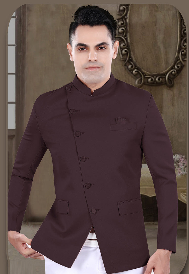 Wine Viscose Jodhpuri Suit