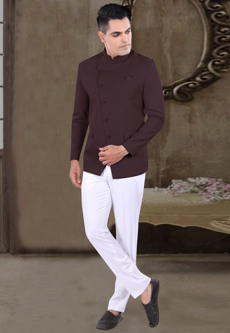 Wine Viscose Jodhpuri Suit
