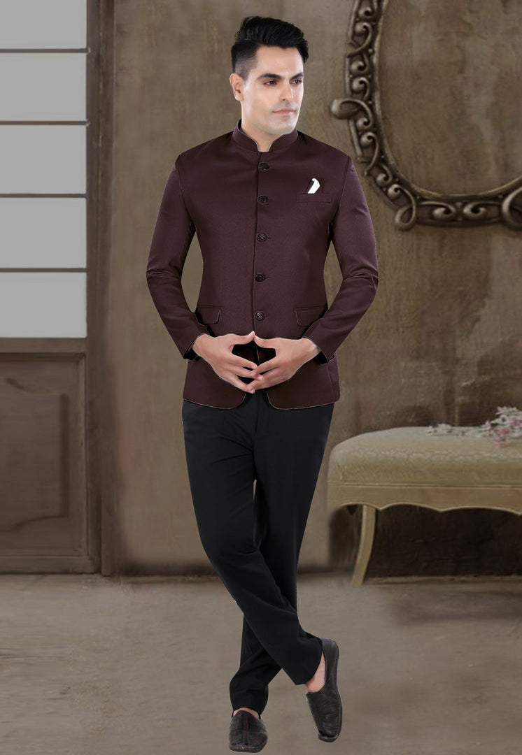 Wine Viscose Jodhpuri Suit