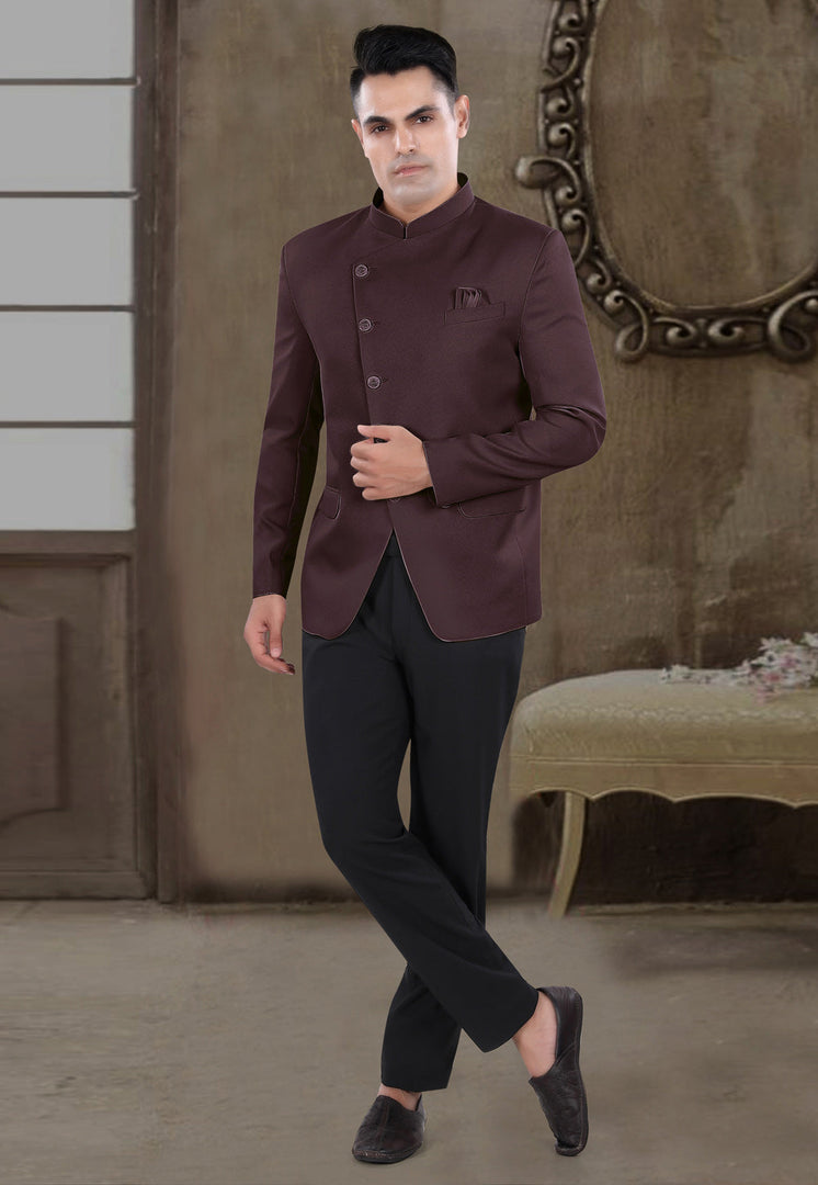 Wine Viscose Jodhpuri Suit