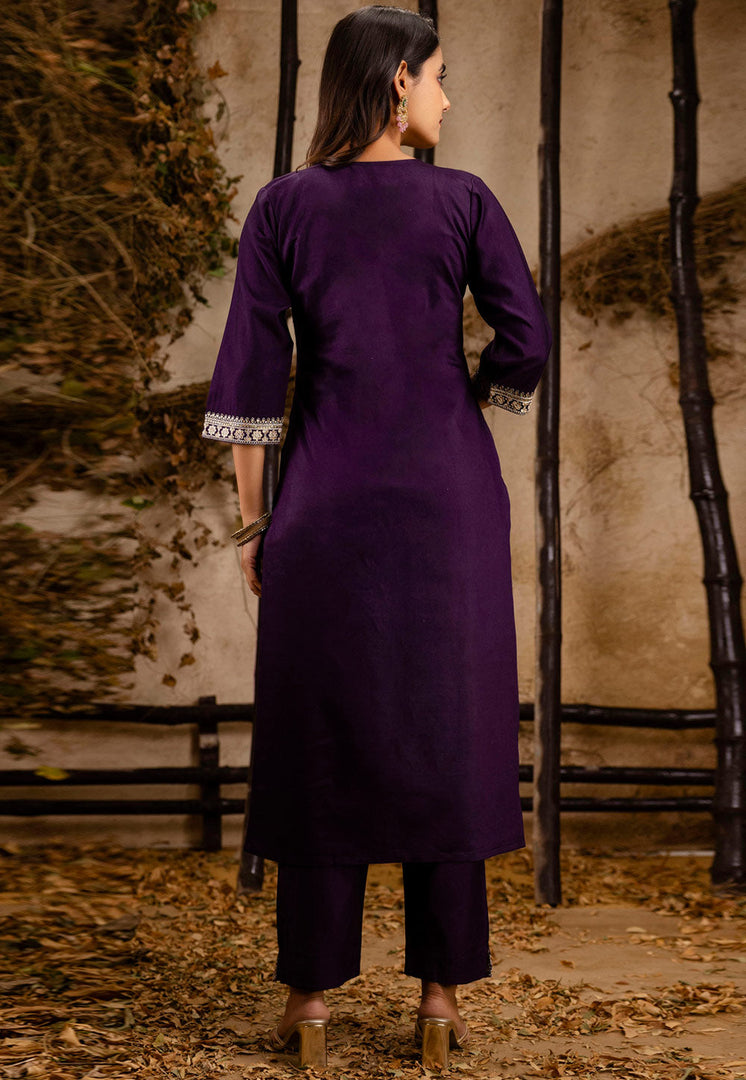 Wine Viscose Rayon Readymade Pakistani Suit