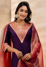 Load image into Gallery viewer, Wine Viscose Rayon Readymade Pant Style Suit
