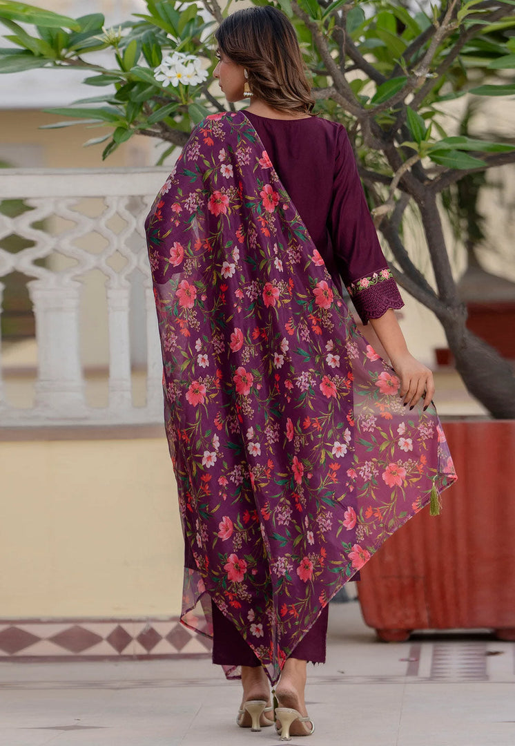 Wine Viscose Readymade Pakistani Suit