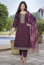 Load image into Gallery viewer, Wine Viscose Readymade Pakistani Suit
