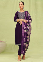 Load image into Gallery viewer, Wine Viscose Readymade Pant Style Suit
