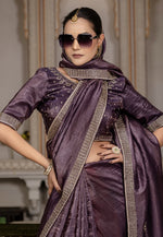 Load image into Gallery viewer, Wine Viscose Saree With Blouse
