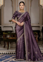 Load image into Gallery viewer, Wine Viscose Saree With Blouse
