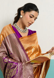 Yellow Banarasi Silk Saree