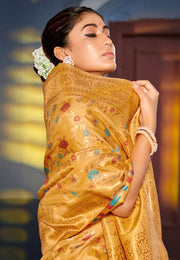 Yellow Banarasi Silk Saree
