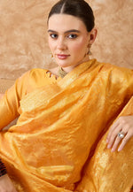 Load image into Gallery viewer, Yellow Banarasi Silk Saree