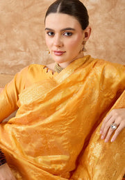Yellow Banarasi Silk Saree