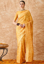 Load image into Gallery viewer, Yellow Banarasi Silk Saree