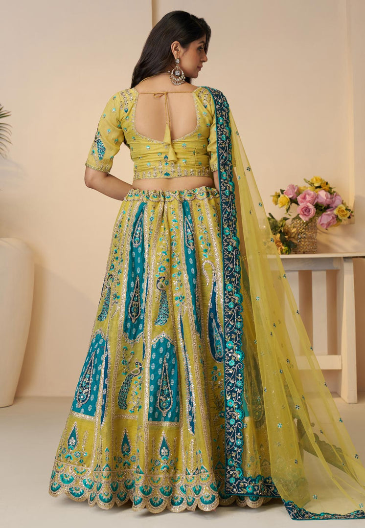 Yellow Banarasi Silk Wedding Lehenga Choli