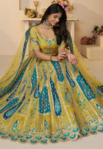 Load image into Gallery viewer, Yellow Banarasi Silk Wedding Lehenga Choli
