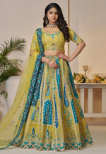 Load image into Gallery viewer, Yellow Banarasi Silk Wedding Lehenga Choli
