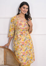 Load image into Gallery viewer, Yellow Chanderi Kurta Set With Pant
