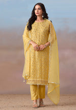 Load image into Gallery viewer, Yellow Chiffon Embroidered Pakistani Suit
