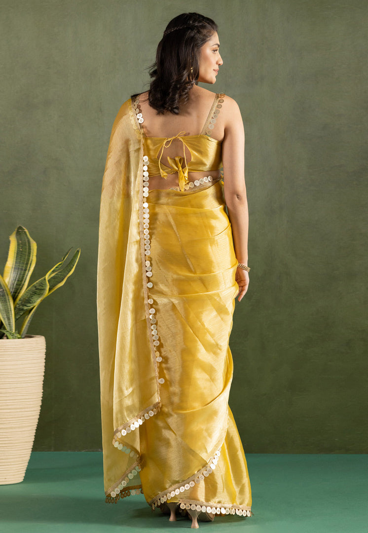 Yellow Chiffon Lehenga Saree