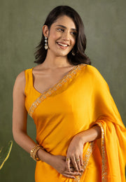 Yellow Chiffon Saree With Blouse