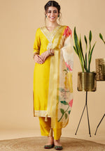 Load image into Gallery viewer, Yellow Chinon Readymade Pakistani Suit
