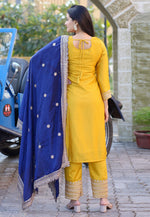 Load image into Gallery viewer, Yellow Chinon Readymade Pant Style Suit
