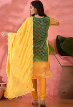 Load image into Gallery viewer, Yellow Chinon Silk Readymade Pakistani Suit
