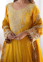 Load image into Gallery viewer, Yellow Chinon Silk Readymade Sharara Suit
