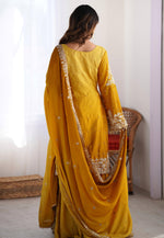 Load image into Gallery viewer, Yellow Chinon Silk Readymade Sharara Suit
