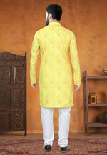 Load image into Gallery viewer, Yellow Cotton Indo Western Suit
