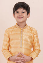 Load image into Gallery viewer, Yellow Cotton Jacquard Kids Kurta Pajama
