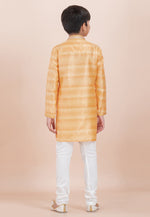 Load image into Gallery viewer, Yellow Cotton Jacquard Kids Kurta Pajama
