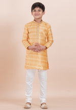 Load image into Gallery viewer, Yellow Cotton Jacquard Kids Kurta Pajama
