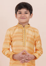Load image into Gallery viewer, Yellow Cotton Jacquard Kids Kurta Pajama
