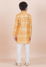 Load image into Gallery viewer, Yellow Cotton Jacquard Kids Kurta Pajama
