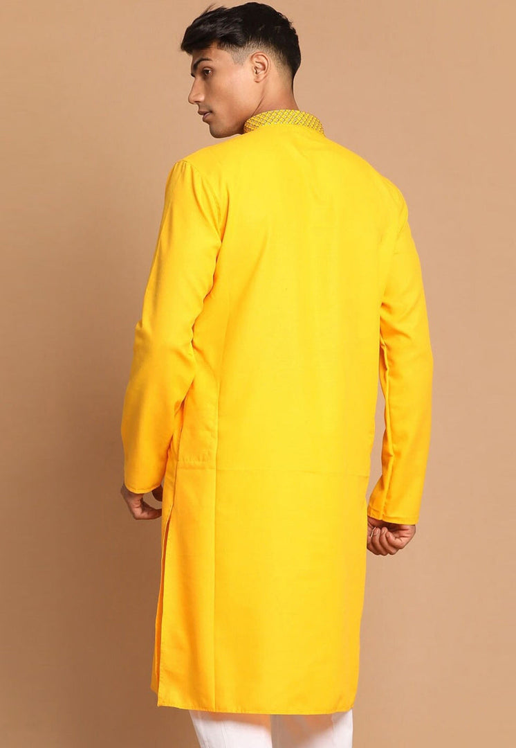 Yellow Cotton Kurta Pajama
