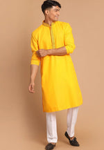 Load image into Gallery viewer, Yellow Cotton Kurta Pajama
