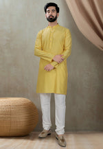 Load image into Gallery viewer, Yellow Cotton Kurta Pajama
