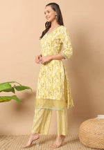 Load image into Gallery viewer, Yellow Cotton Kurta Set With Pent
