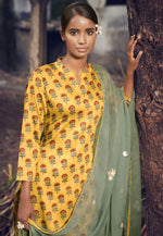 Load image into Gallery viewer, Yellow Cotton Pant Style Suit
